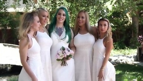 Bitches attend wedding party where they fuck like sluts in group scenes