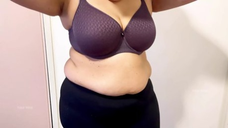 My Big Milk Jugs Held by Bra and Tank Top - Indian in Dressing Room