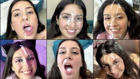 Cum on face compilation, cum in mouth, cum swallowing, a lot of cum on face